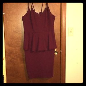 Sexy strappy body con dress with peplum waist